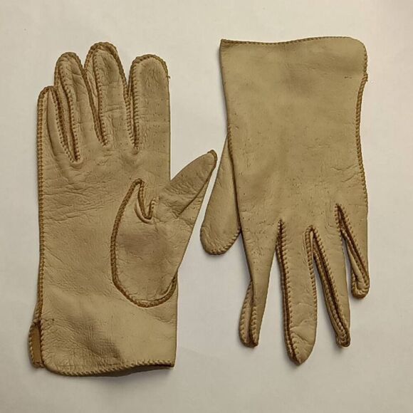 Vintage Women's Genuine Deerskin Handstitched Gloves Size 6 1/2 - Picture 1 of 6